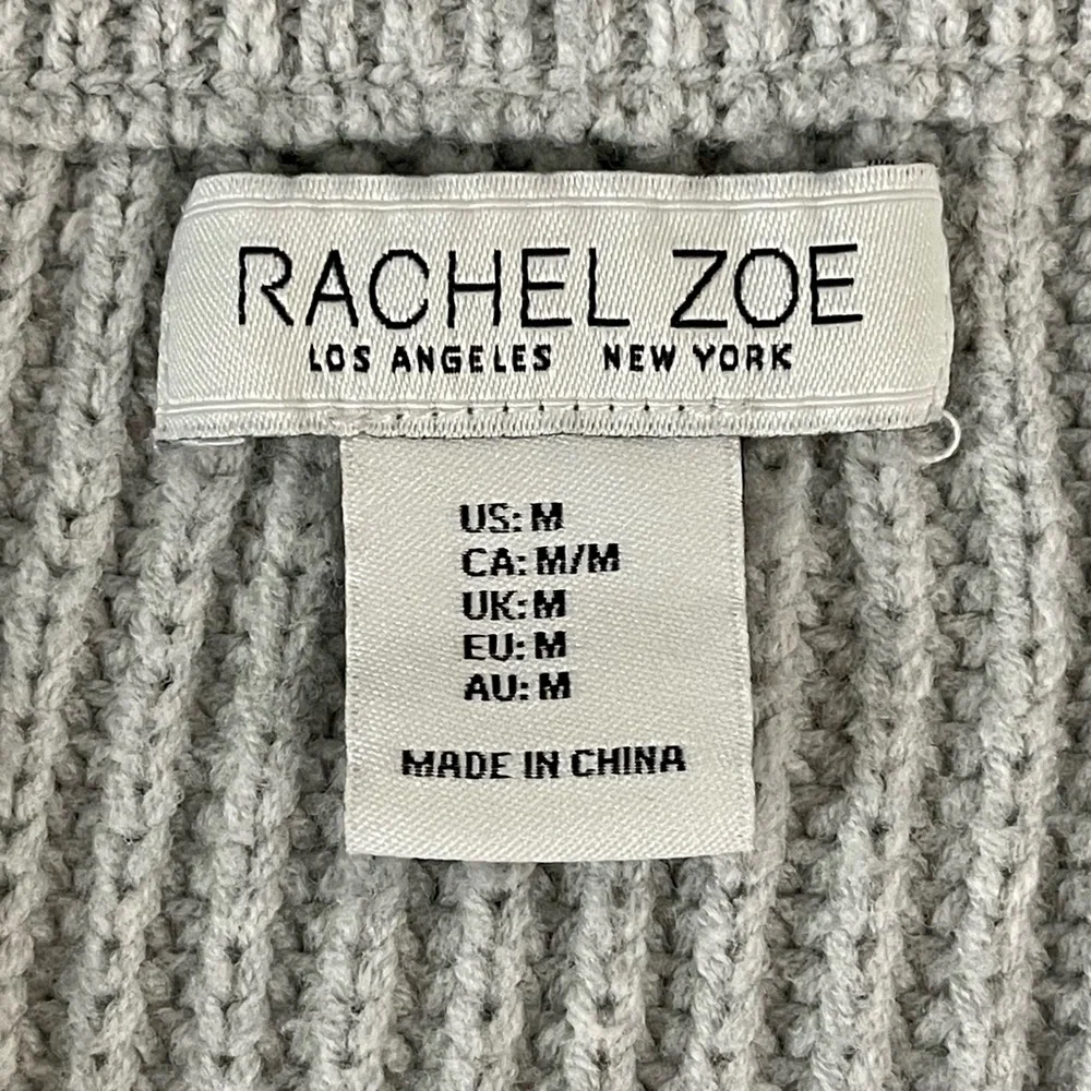 Rachel Zoe Gray Sleeveless 1/4 Zip Closure Ribbed Knit Sweater Vest SzM